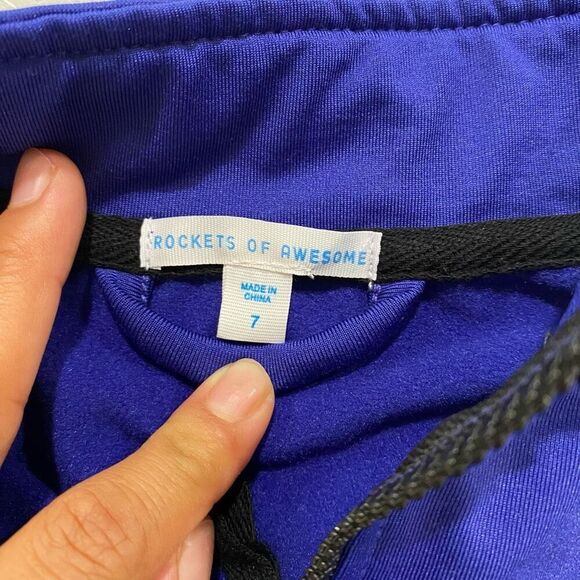 Rockets of Awesome Girls Size 7 Blue & Gray Quarter-Zip Pullover Sweatshirt - Picture 3 of 4